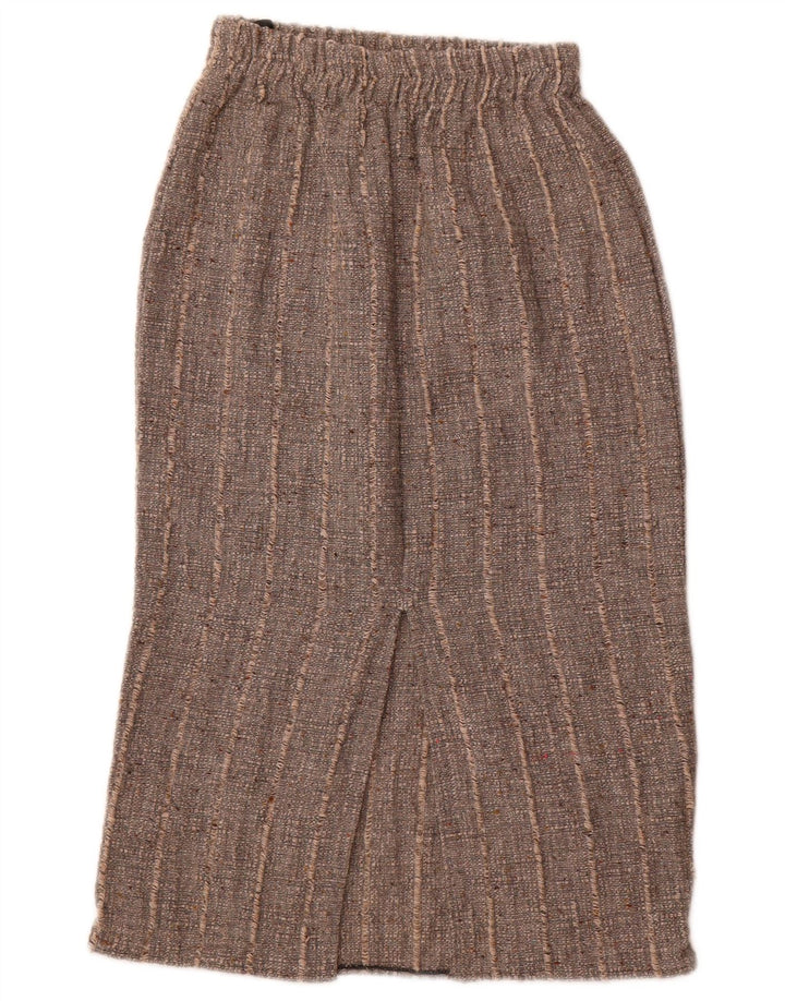 Винтажная женская юбка-миди W26, маленькая серая полосатая полиакриловая ткань
