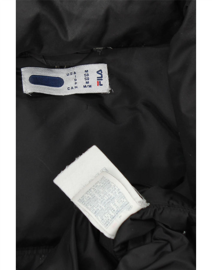 Мужская стеганая куртка FILA с капюшоном UK 38, средний черный нейлон