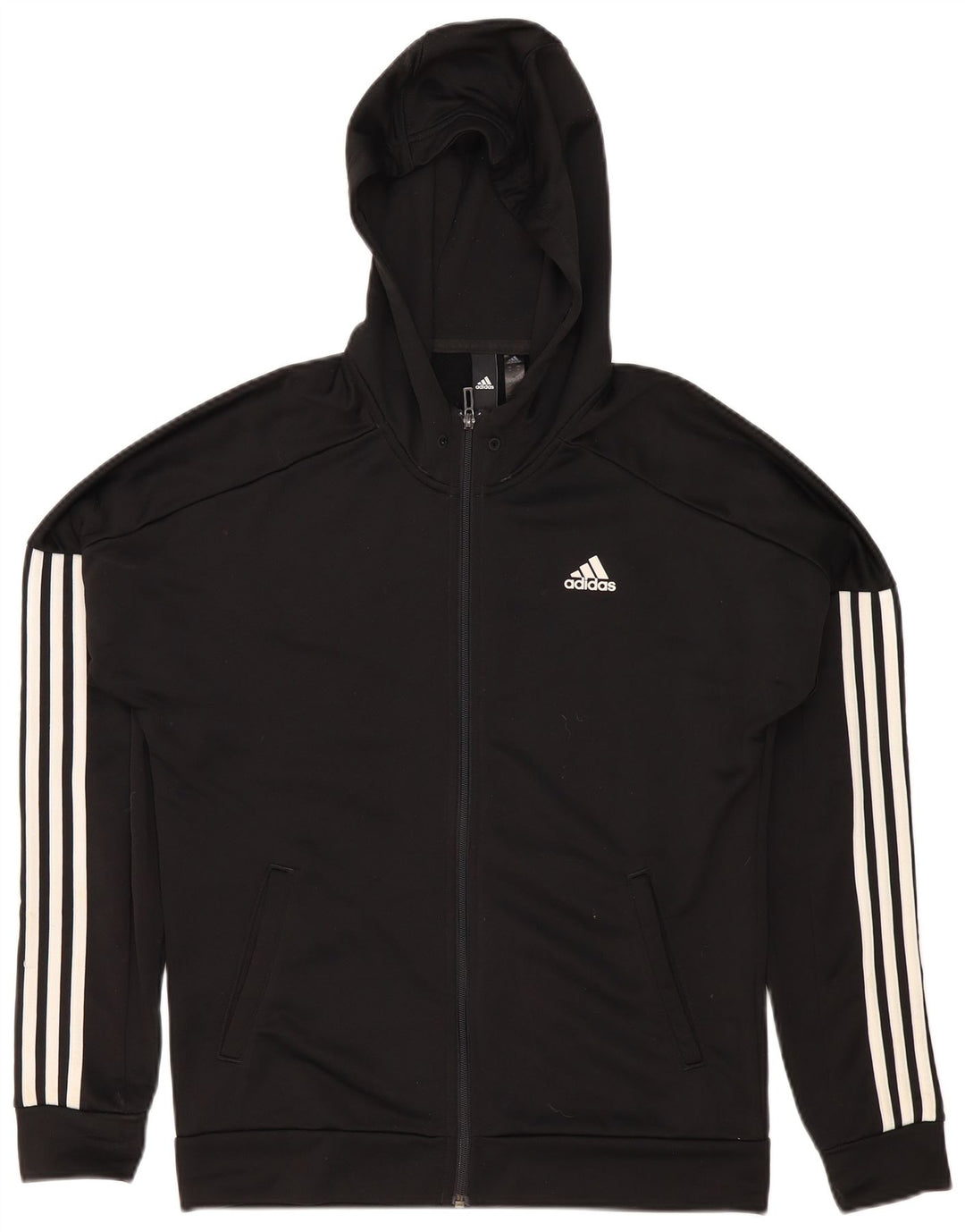Мужской свитер с капюшоном на молнии Adidas среднего черного цвета из полиэстера