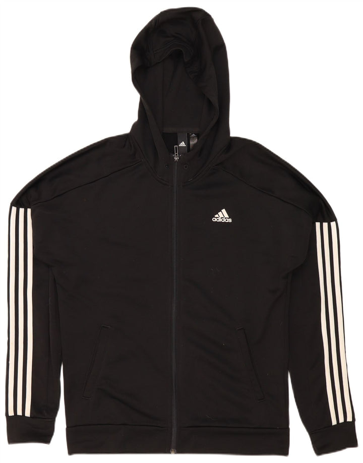 Мужской свитер с капюшоном на молнии Adidas среднего черного цвета из полиэстера