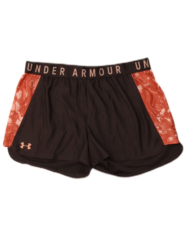 UNDER ARMOUR Womens Heat Gear Sport Shorts UK 14 Large  Black Colourblock