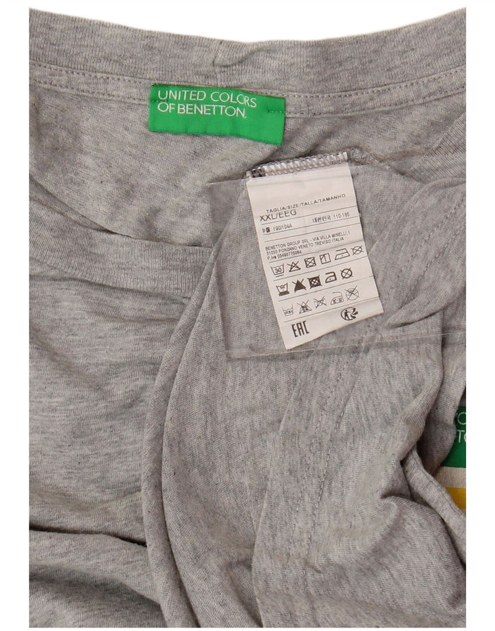 Мужская футболка с рисунком BENETTON, 2XL, серая, хлопок с цветными блоками