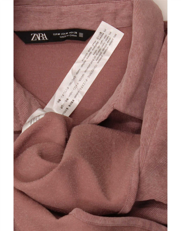 Мужская вельветовая рубашка свободного кроя Zara из полиэстера розового цвета среднего размера