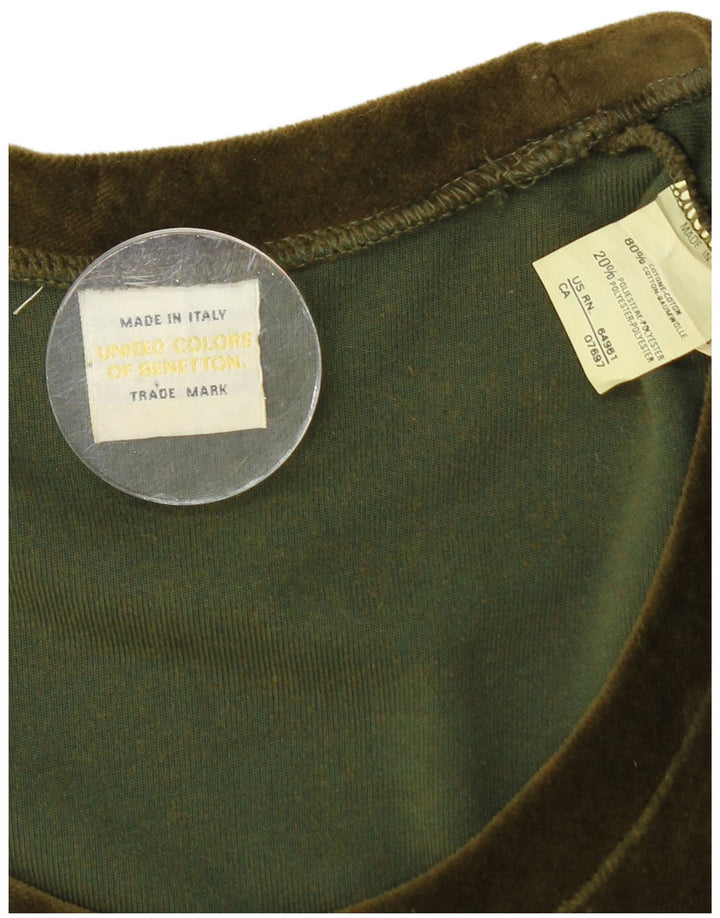 Женское бархатное облегающее платье BENETTON с длинными рукавами, Великобритания, 8, маленькое, зеленое, хлопок