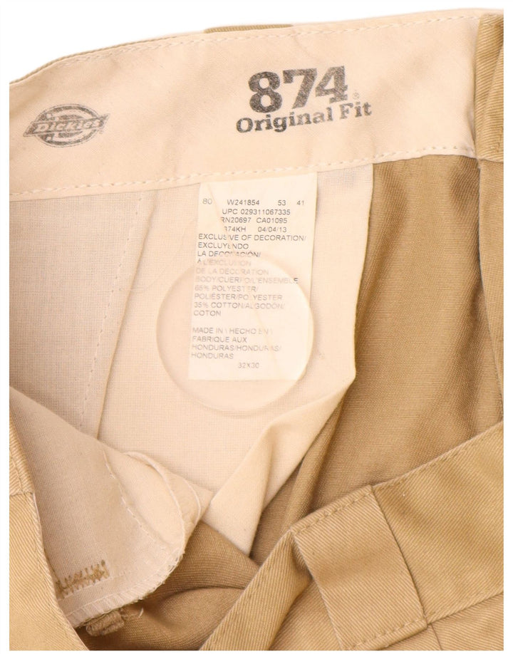 DICKIES Mens 874 Tapered Chino Trousers W32 L30 Beige Polyester