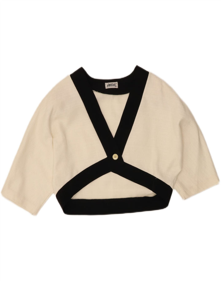 Винтажное женское болеро EU 44 XL из белого хлопка