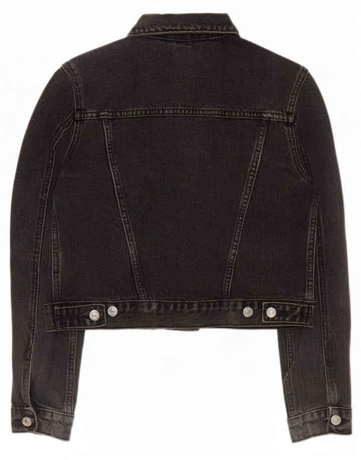 Женская укороченная джинсовая куртка Topshop UK 8, маленькая, черный хлопок