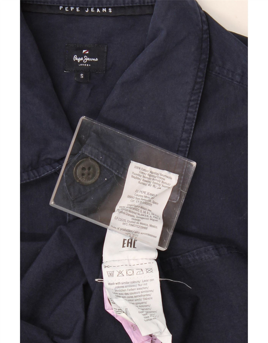 PEPE JEANS Мужская рубашка с рисунком, маленькая, темно-синяя, хлопковая