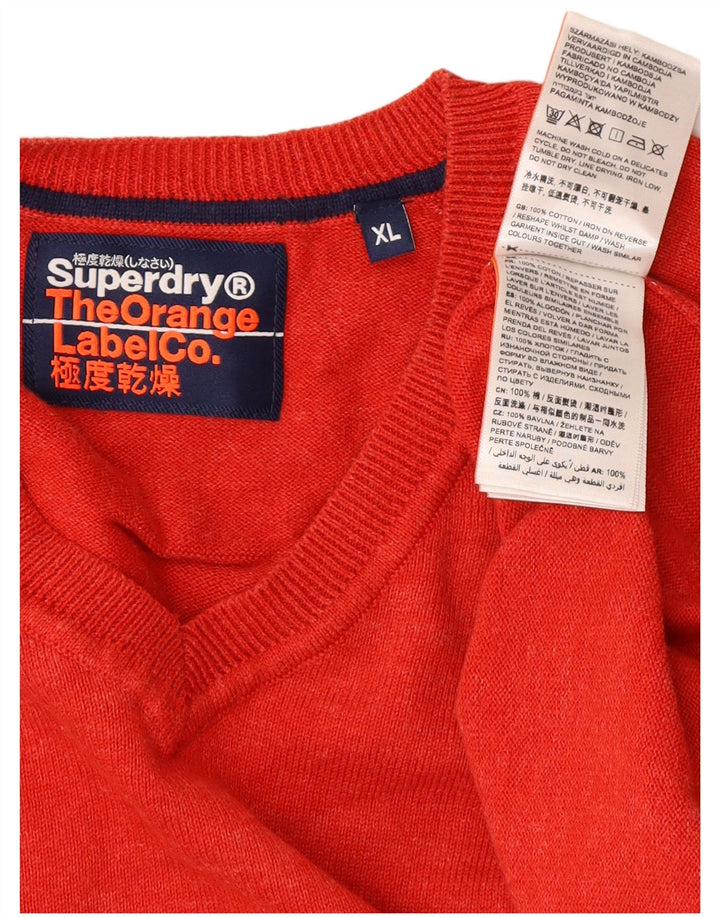 Мужской джемпер с v-образным вырезом Superdry XL, красный хлопок