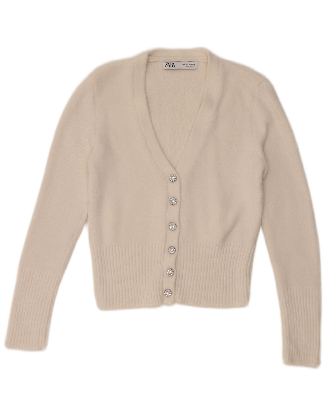 Женский укороченный кардиган Zara UK 12, средний белый цвет