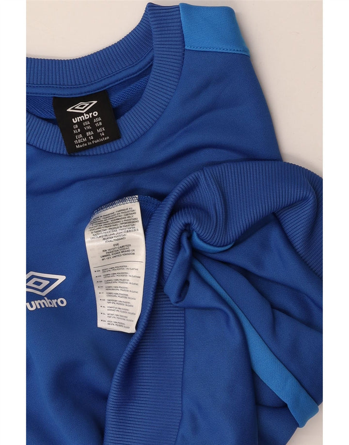 UMBRO Boys Sweatshirt Jumper 13-14 Years XL Blue Colourblock Polyester