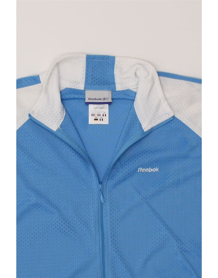 REEBOK Womens Tracksuit Top Jacket UK 14 Medium  Blue Colourblock Nylon Vintage Reebok and Second-Hand Reebok from Messina Hembry 
