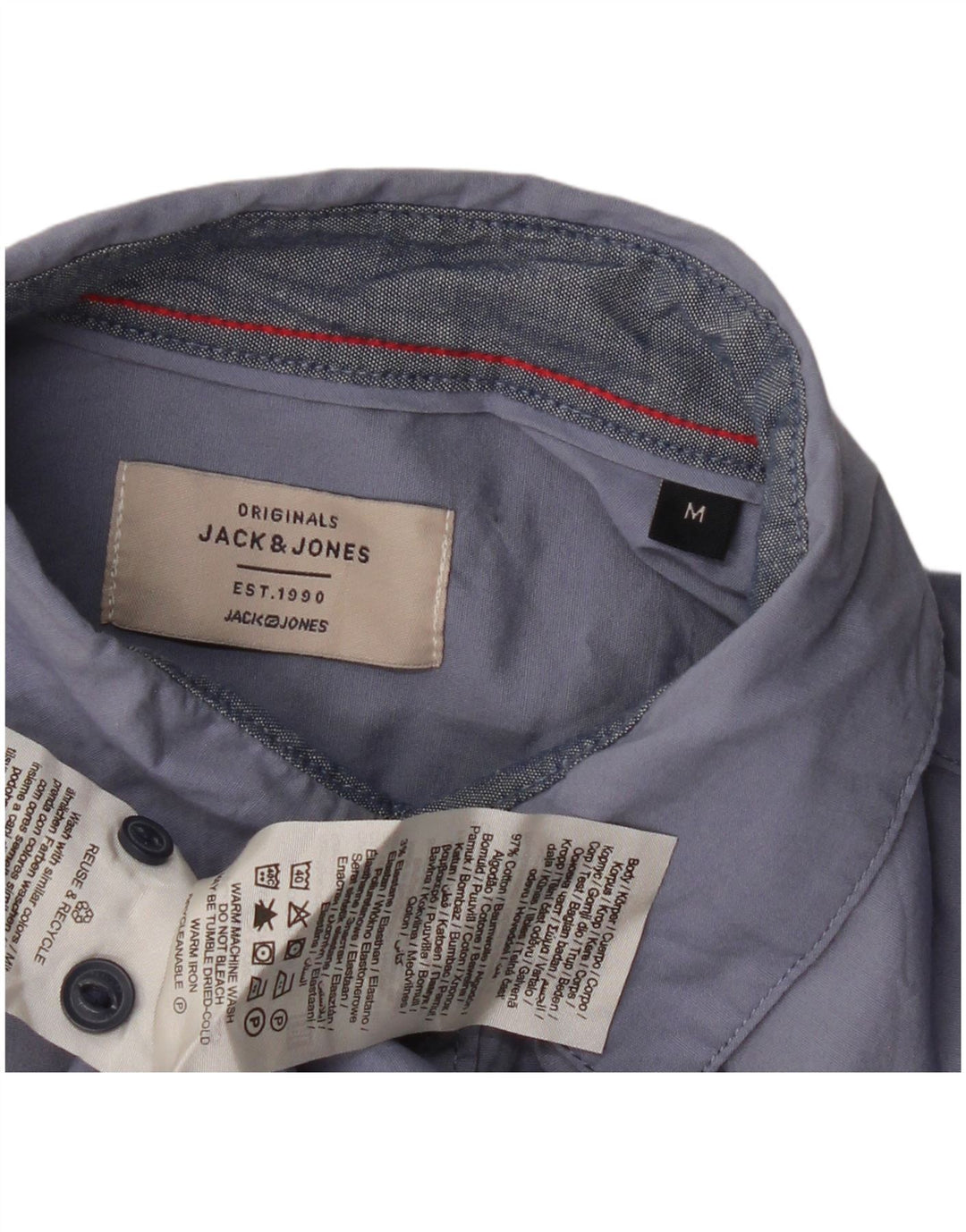 JACK & JONES Мужская рубашка из хлопка среднего синего цвета