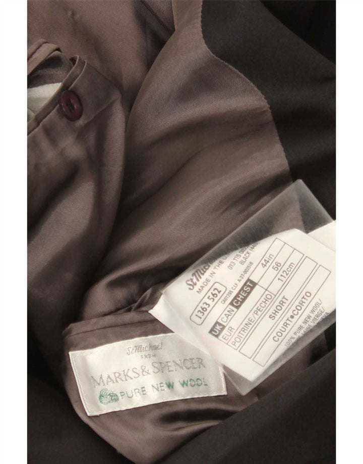 Мужской двубортный пиджак Marks & Spencer UK 44 XL, черный, новая шерсть