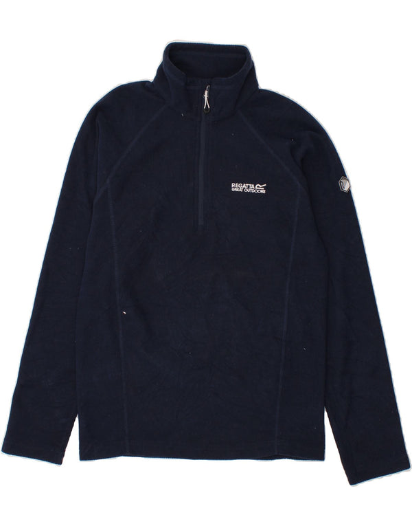 REGATTA Mens Zip Neck Fleece Jumper Small Navy Blue Polyester
