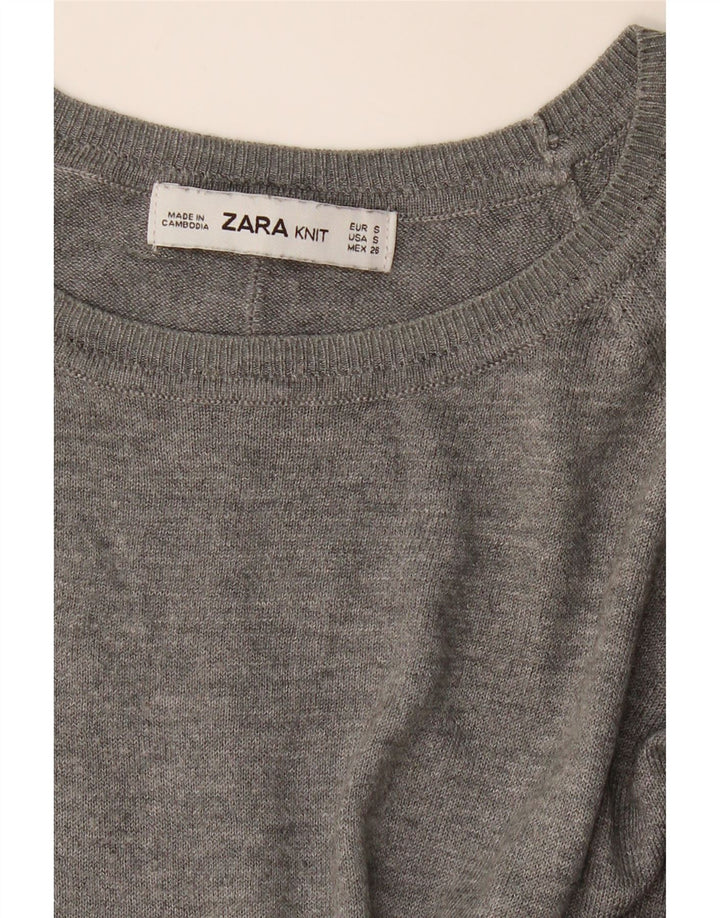 ZARA Womens Oversized Boat Neck Jumper Sweater UK 10 Small Grey Vintage Zara and Second-Hand Zara from Messina Hembry 