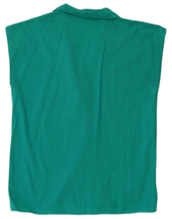 Женская блузка-рубашка без рукавов VINTAGE UK 12, средний бирюзовый цвет