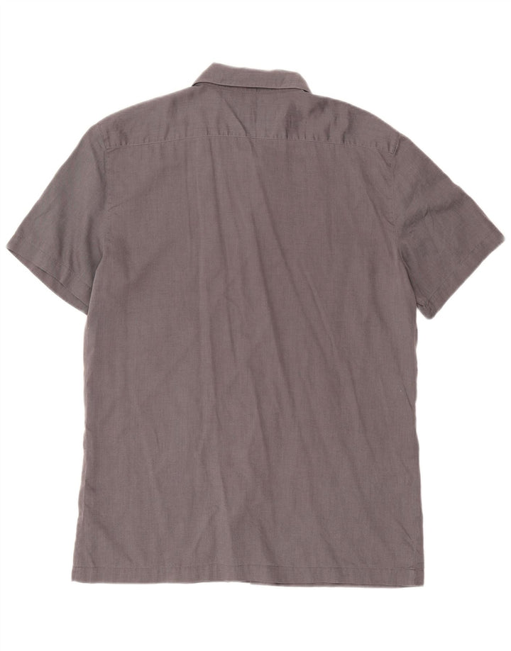Мужская рубашка Trussardi с коротким рукавом XL, серая, хлопок с узором «в елочку»