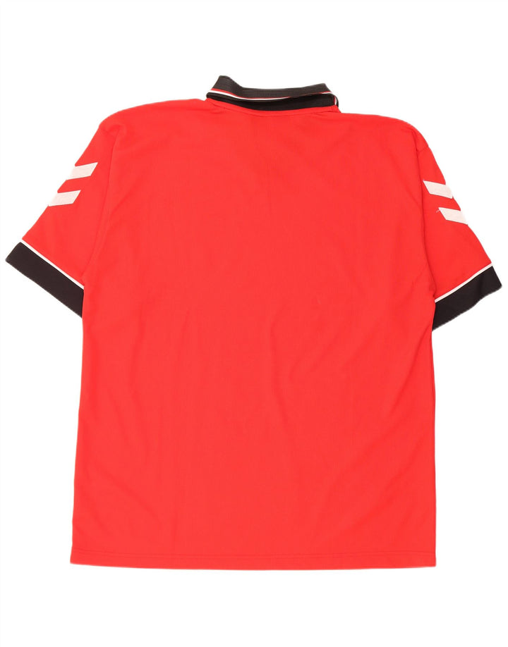 Мужская рубашка-поло с рисунком Hummel 2XL, красный полиэстер с цветными блоками