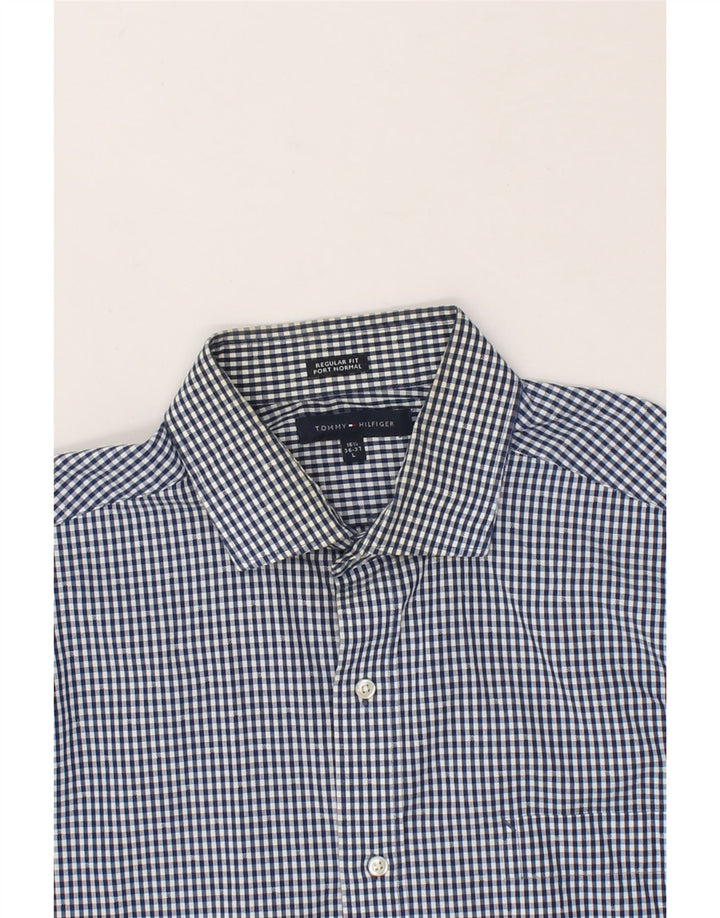 TOMMY HILFIGER Mens Regular Fit Shirt Size 16 1/2 Large Blue Gingham Vintage Tommy Hilfiger and Second-Hand Tommy Hilfiger from Messina Hembry 