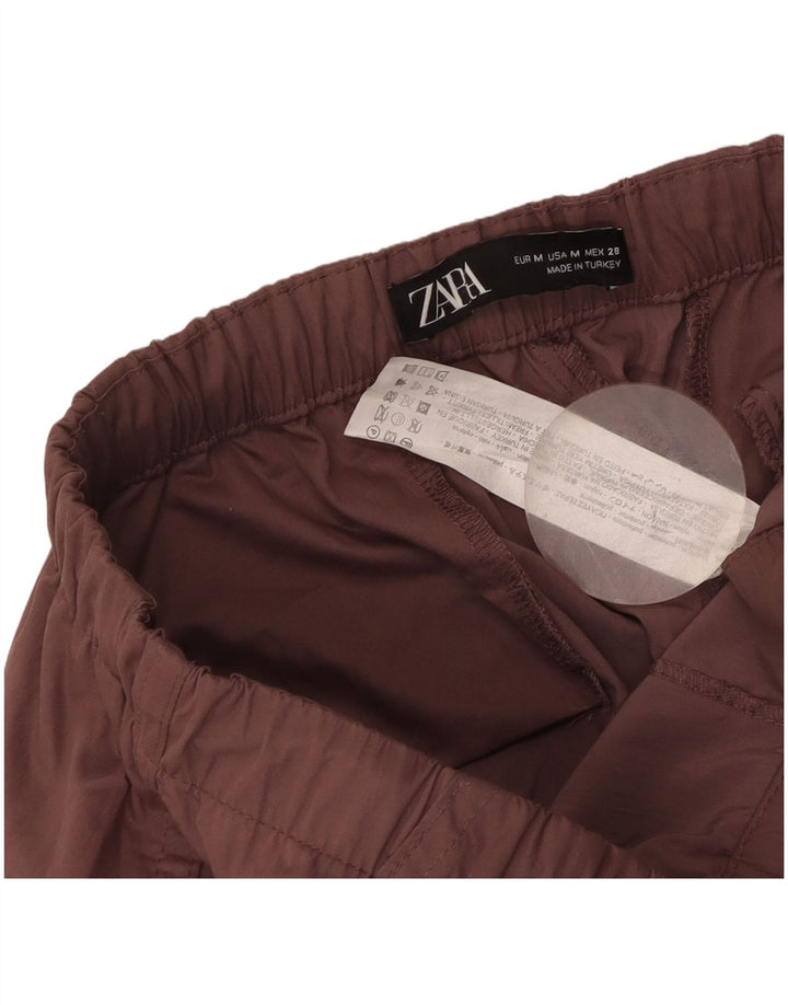 Женские широкие брюки карго Zara Medium W28 L30, коричневые, полиэстер