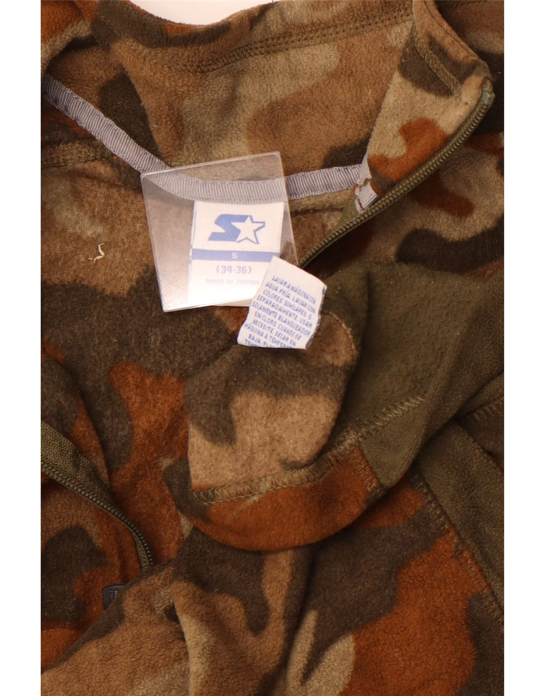 STARTER Мужской флисовый джемпер с воротником на молнии, маленький, коричневый, камуфляжный, спортивный