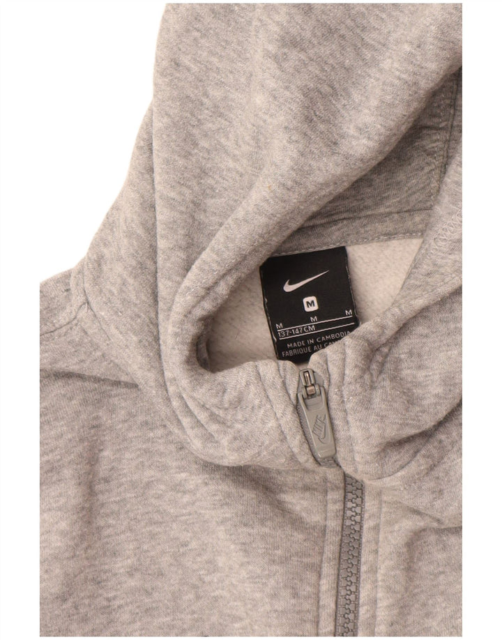 Свитер с капюшоном на молнии NIKE для мальчиков, 10–11 лет, средний серый, хлопковый