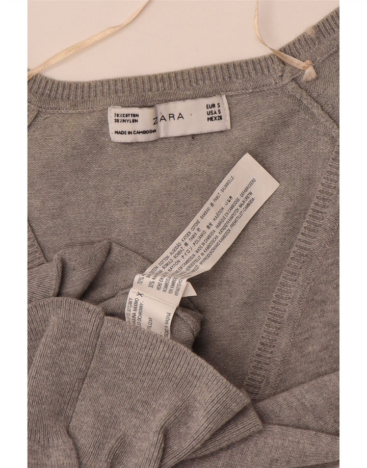 Женский кардиган Zara UK 10, маленький серый хлопковый свитер