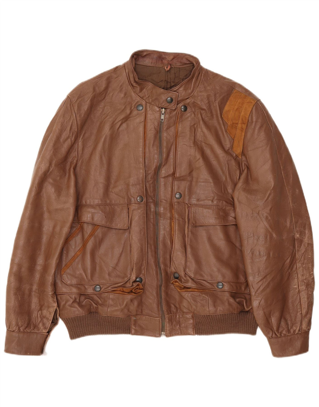 VINTAGE Женская кожаная куртка IT 48 XL Коричневая кожа