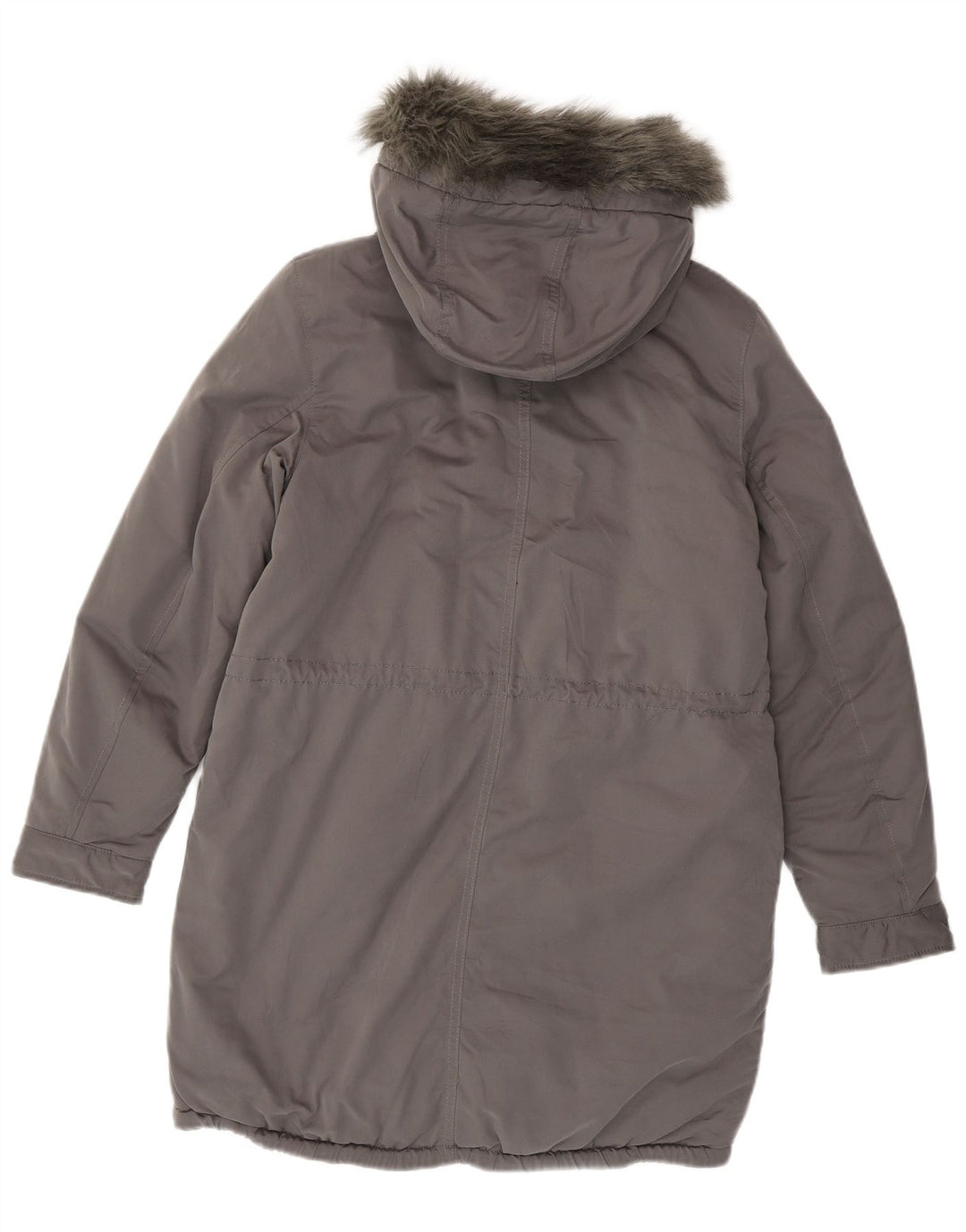 Женское стеганое пальто с капюшоном Benetton UK 14, большое, серое
