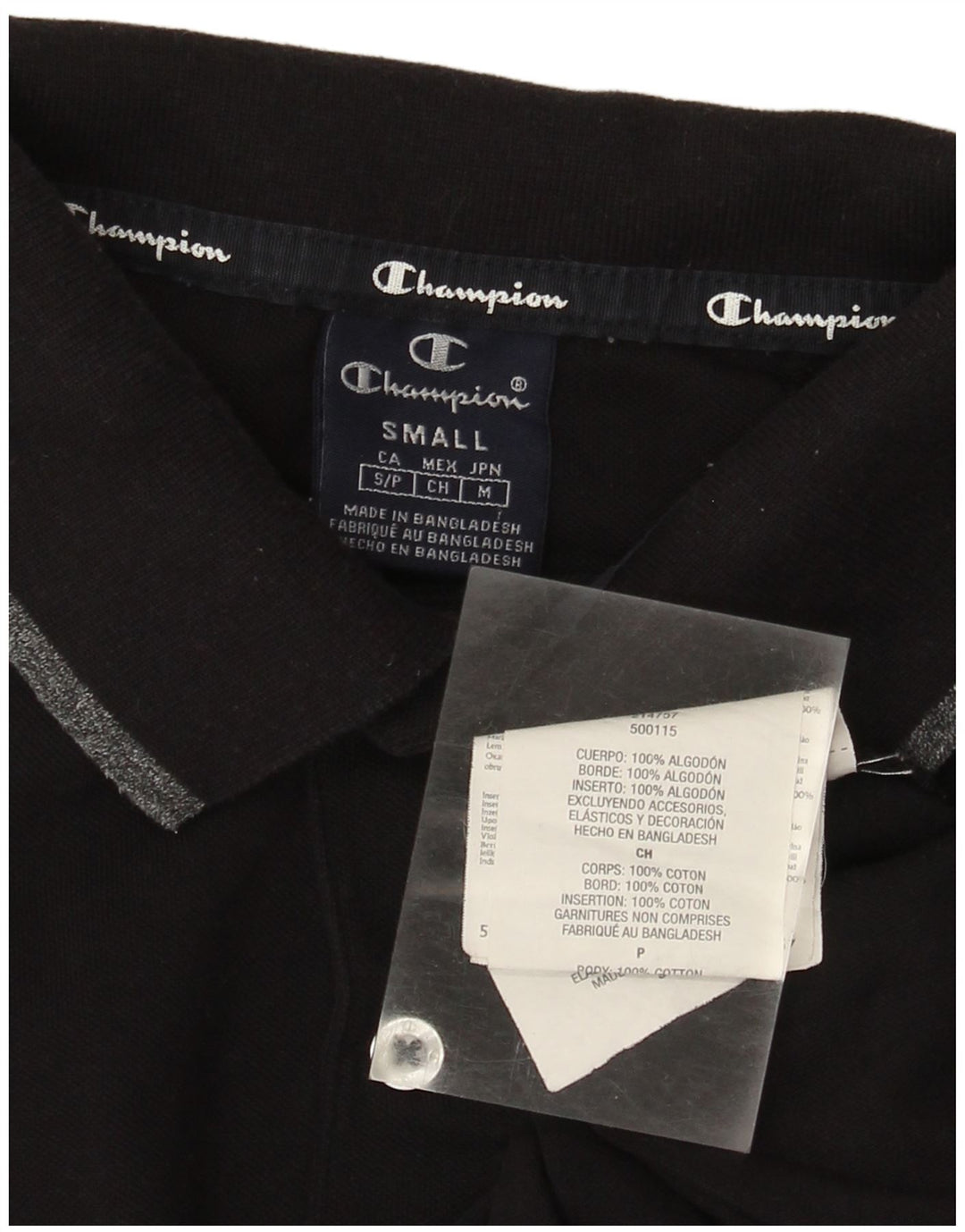 Мужская рубашка поло CHAMPION с длинным рукавом, маленькая, черная, хлопковая