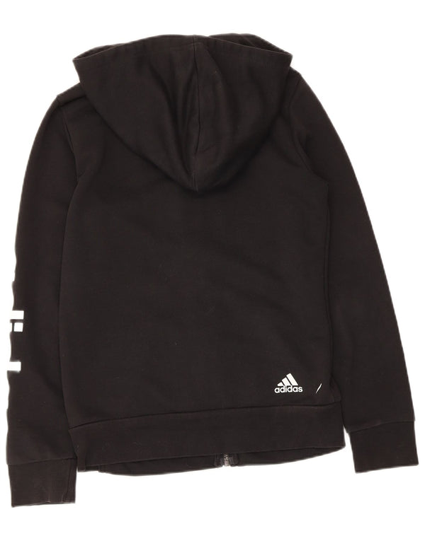Женский свитер с капюшоном Adidas на молнии с графическим рисунком, Великобритания, маленький черный хлопковый размер 8/10