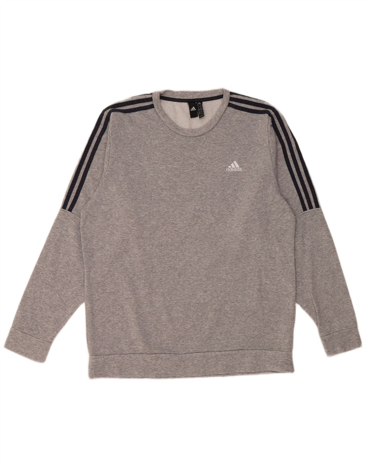 Мужской свитер Adidas, большой серый хлопковый джемпер в крапинку