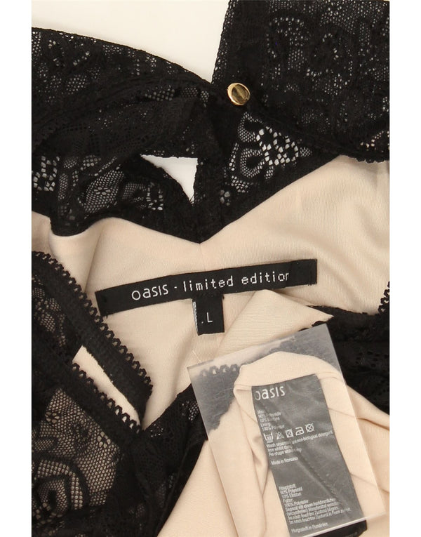 Женское платье-футляр без рукавов Oasis UK 14, большой черный полиамид с цветочным принтом