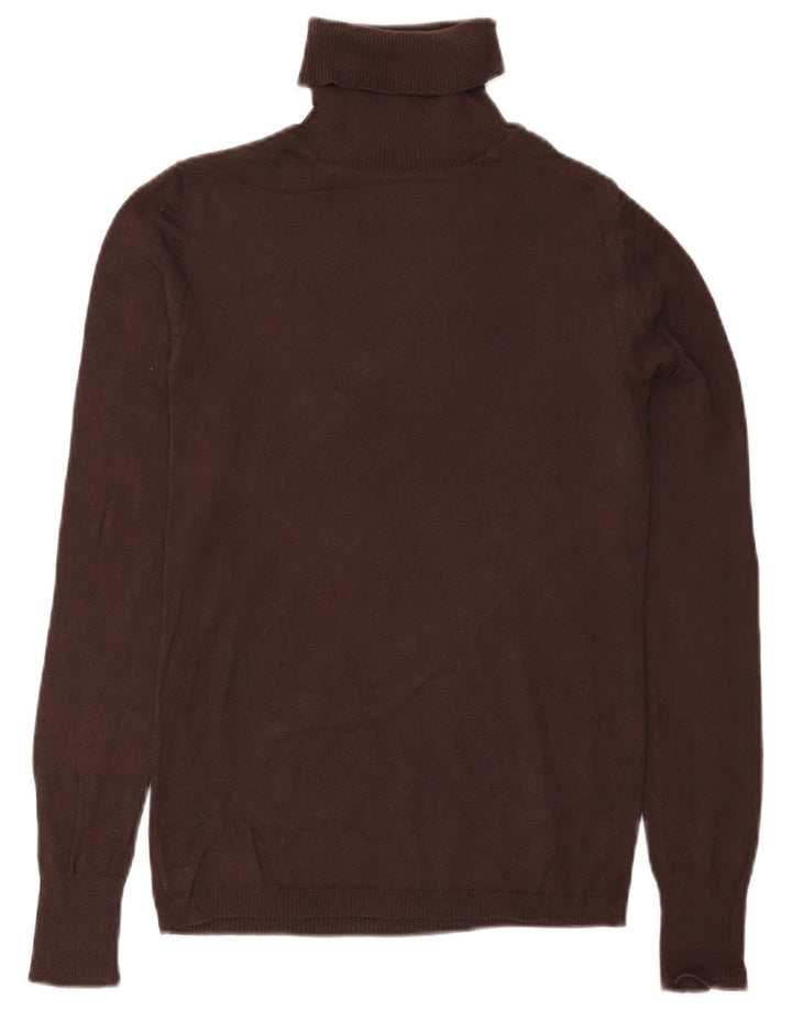 BENETTON Womens Roll Neck Jumper Sweater UK 10 Small Brown