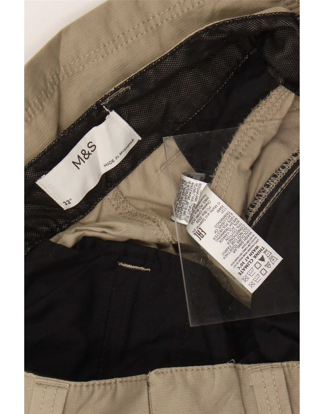 Мужские шорты-карго Marks & Spencer, средний W32, бежевый хлопок