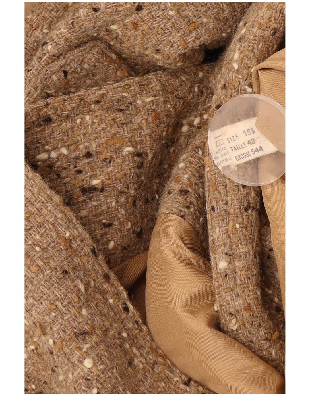 Винтажное женское двубортное пальто UK 18 XL, бежевое в крапинку