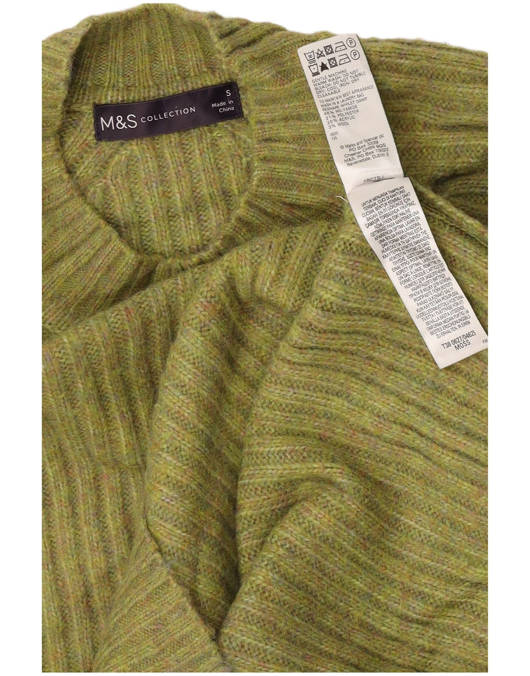 Женский джемпер с высоким воротником Marks & Spencer, Великобритания, 10, маленький зеленый