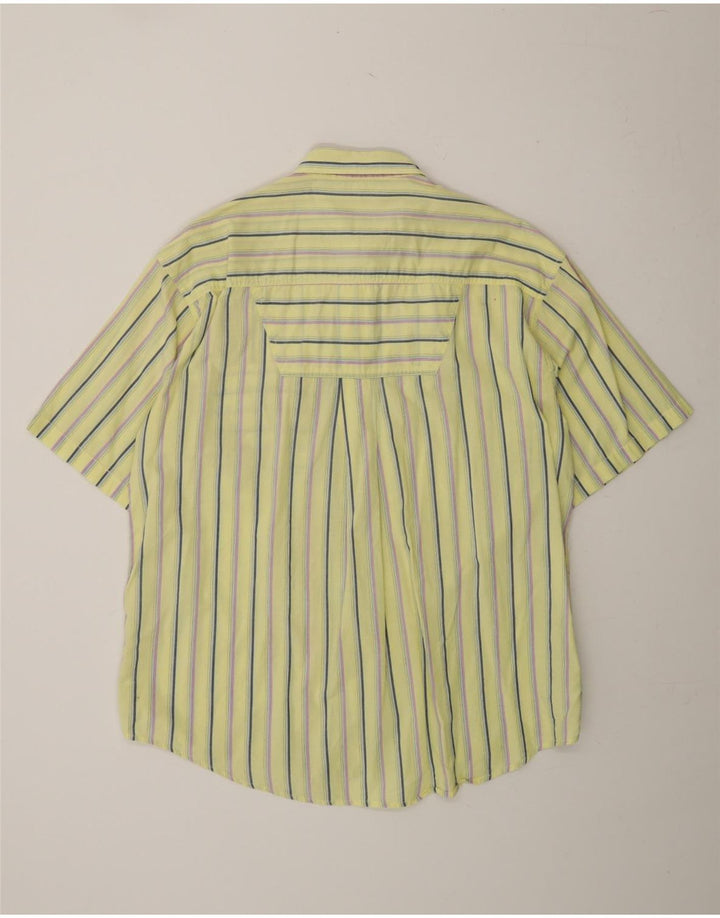 VINTAGE Mens Short Sleeve Shirt XL Yellow Striped Vintage Vintage and Second-Hand Vintage from Messina Hembry 