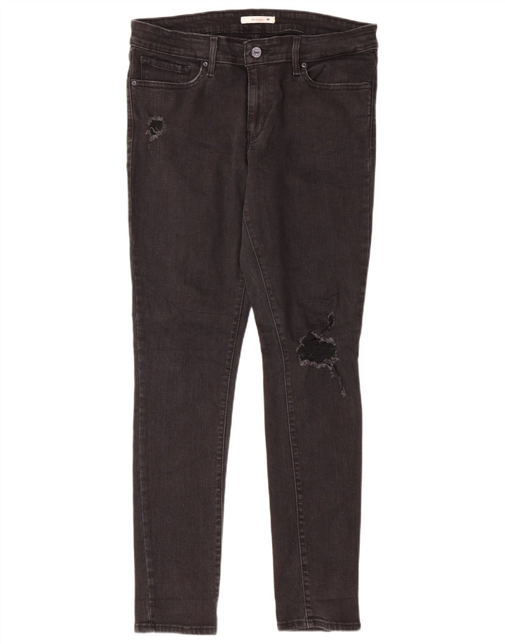 LEVI'S Womens 711 Distressed Skinny Jeans W30 L29 Black