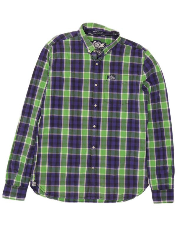 Мужская рубашка Superdry, большая зеленая клетка, хлопок