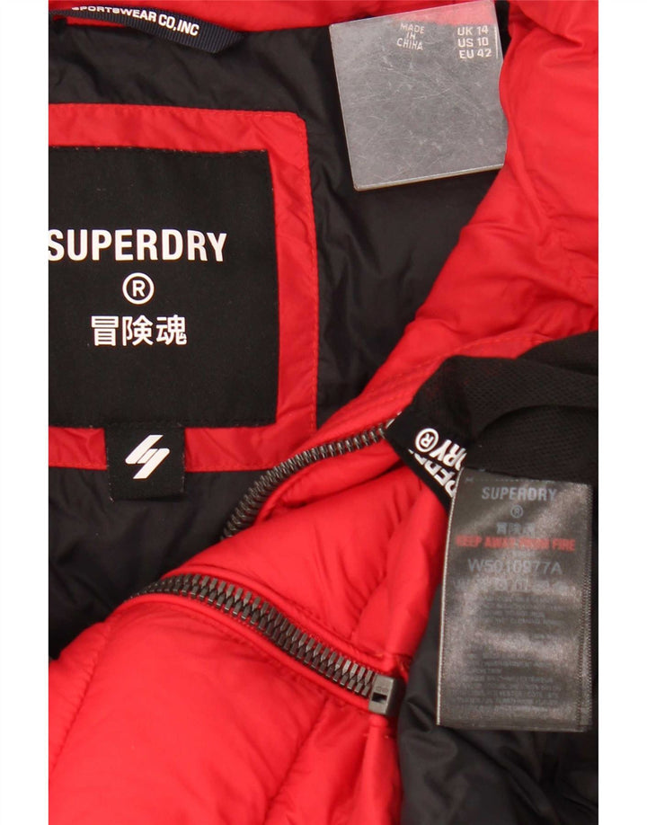 Женская стеганая куртка Superdry UK 14, большой красный полиэстер