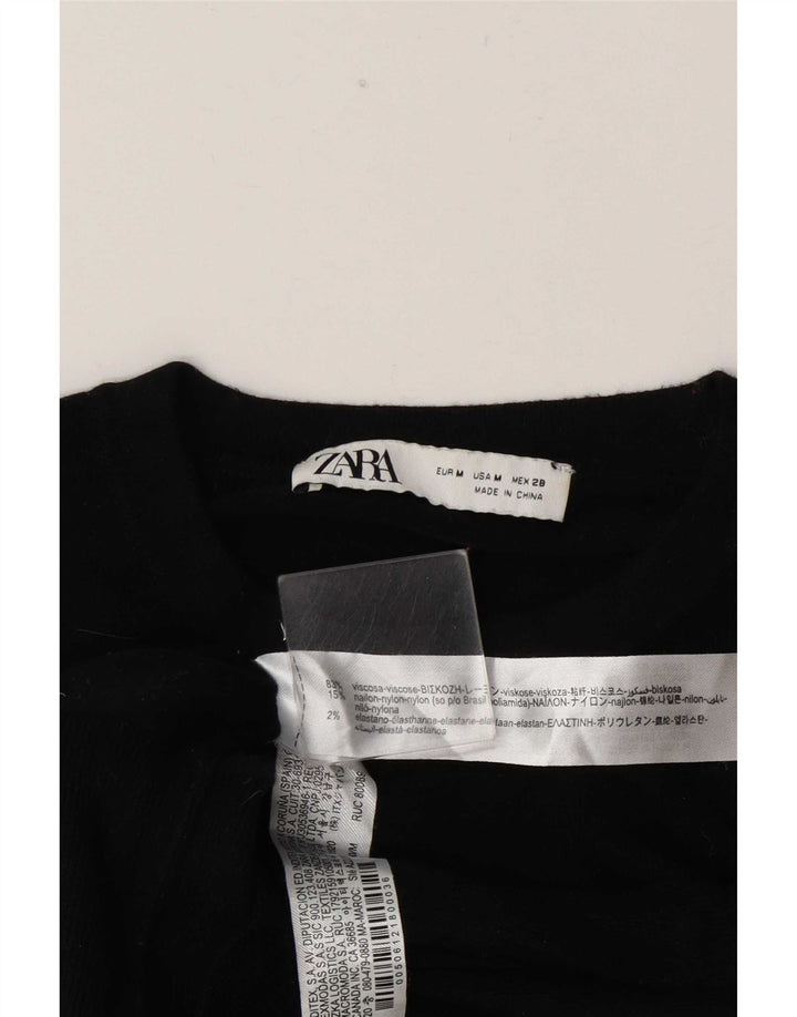 Женский джемпер с круглым вырезом Zara UK 14, средний черный вискоза