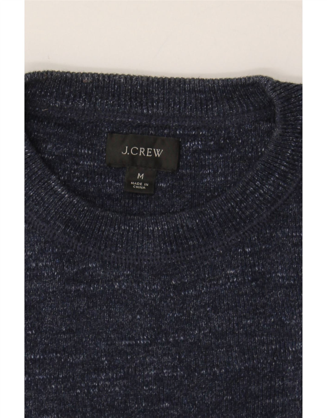 J. CREW Mens Crew Neck Jumper Sweater Medium Navy Blue Flecked Cotton Vintage J. Crew and Second-Hand J. Crew from Messina Hembry 