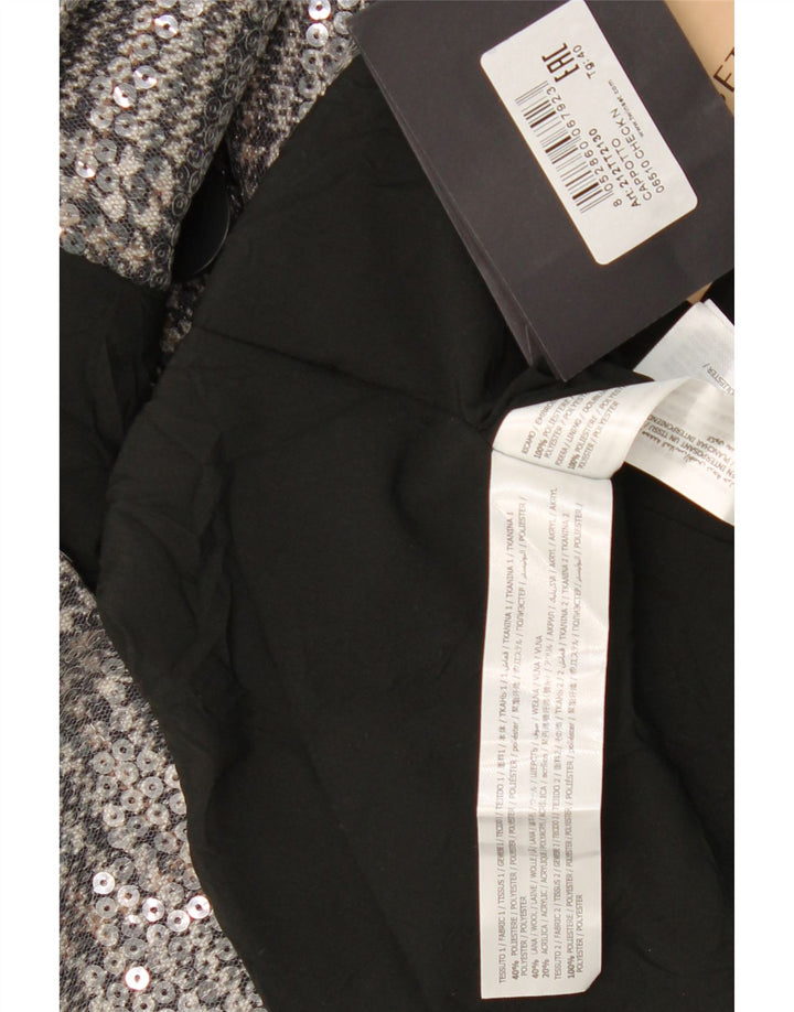 TWINSET Womens Double Breasted Coat IT 40 Small Silver Houndstooth Vintage Twinset and Second-Hand Twinset from Messina Hembry 