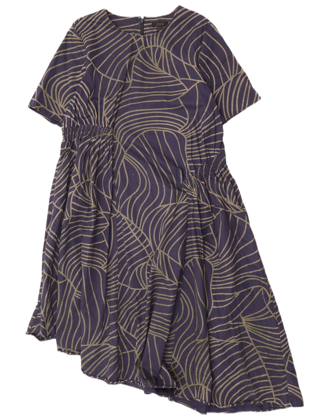 Женское асимметричное платье COS EU 42, большой темно-синий хлопок с геометрическим рисунком