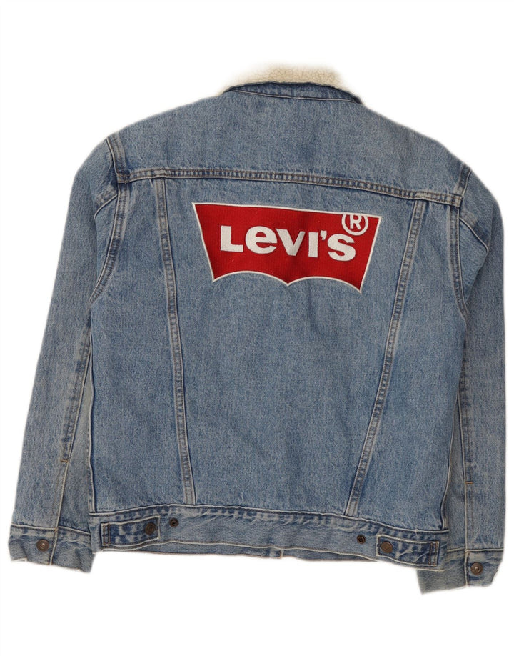 Женская джинсовая куртка Levi's из шерпа с рисунком, Великобритания, 10, маленькая, синяя, хлопок