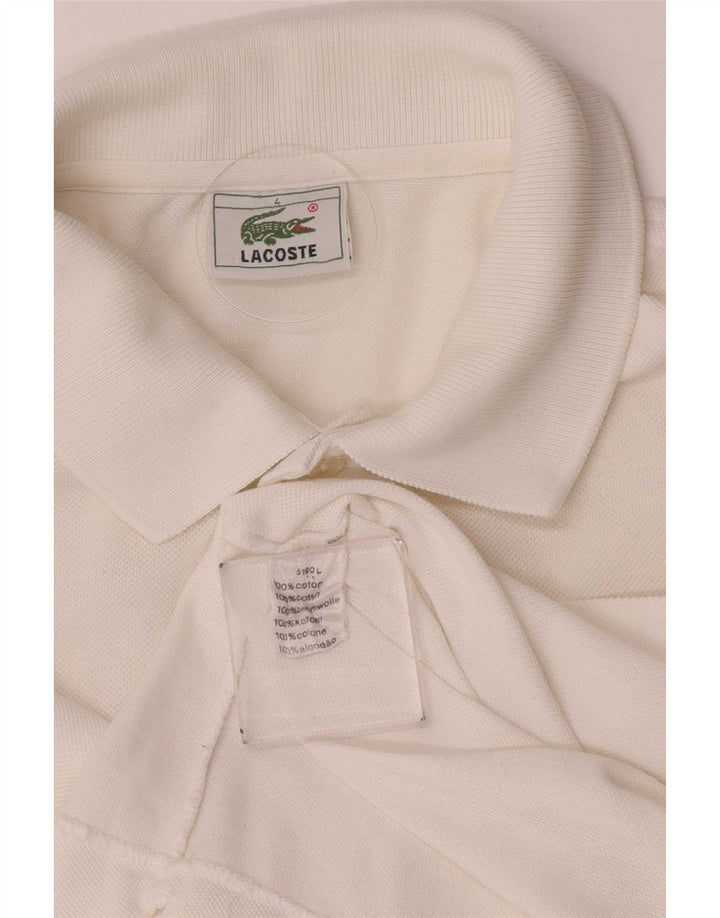 Мужская рубашка-поло Lacoste, размер 4, средний белый хлопок