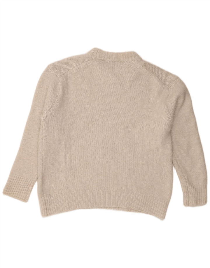 Женский свободный джемпер с круглым вырезом Zara UK 14, средний белый полиэстер