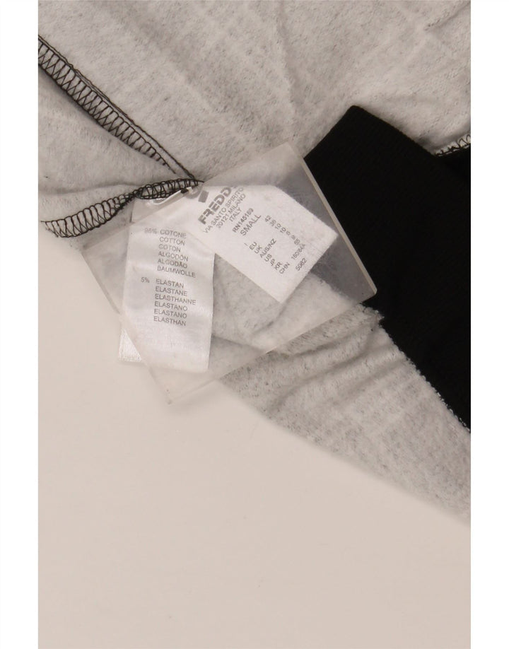 Женский свитер с капюшоном Freddy на молнии с графическим рисунком, Великобритания, 10, маленький серый хлопок в клетку